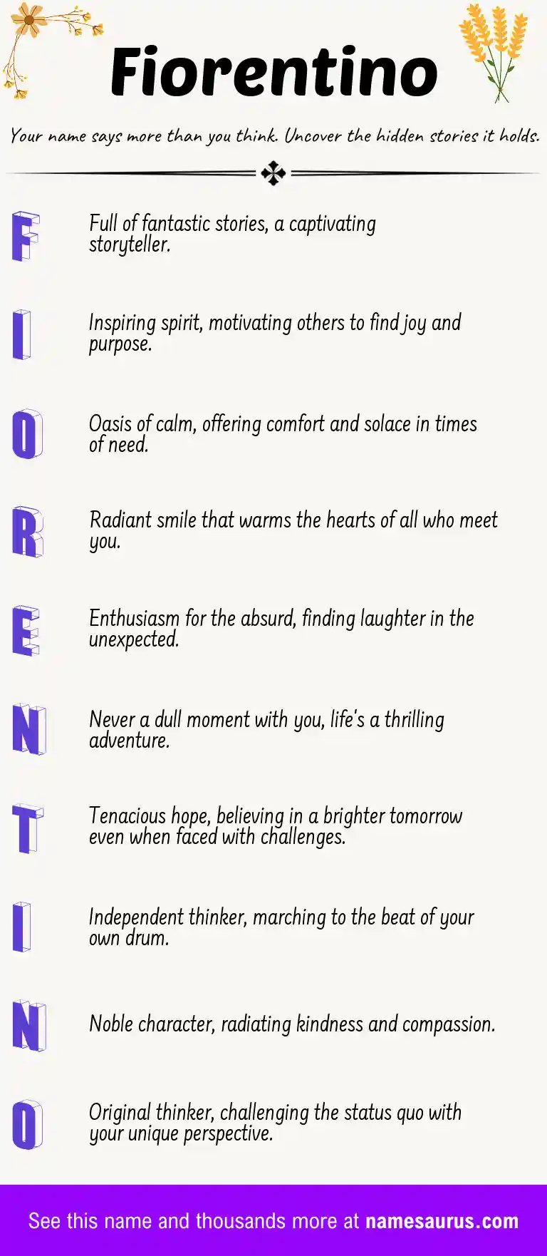 Acrostic poem about Fiorentino.