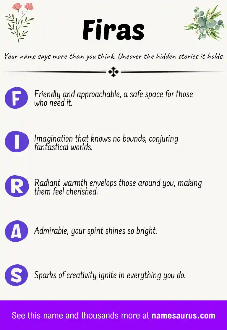Acrostic poem about Firas.