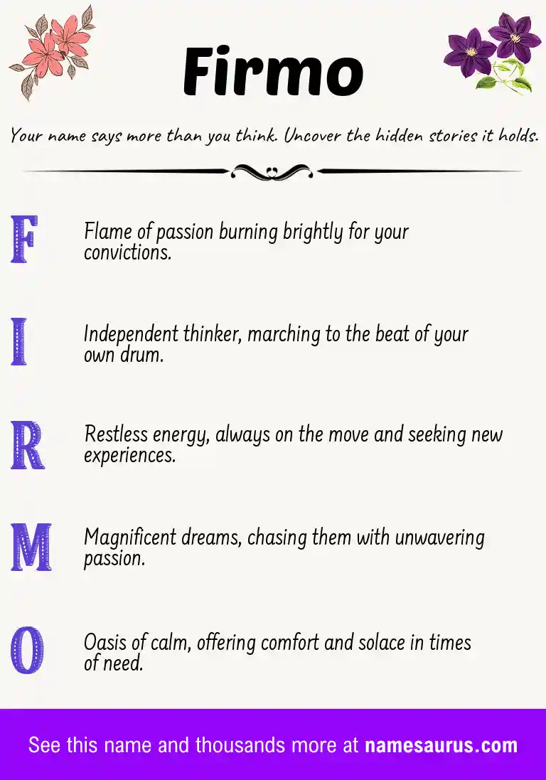 Acrostic poem about Firmo.