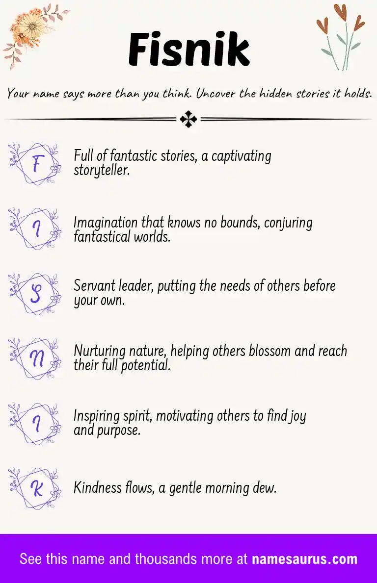 Acrostic poem about Fisnik.