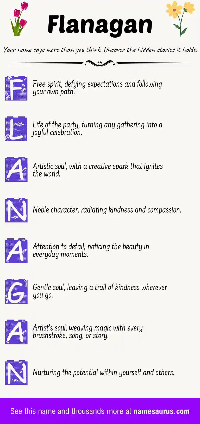 Acrostic poem about Flanagan.