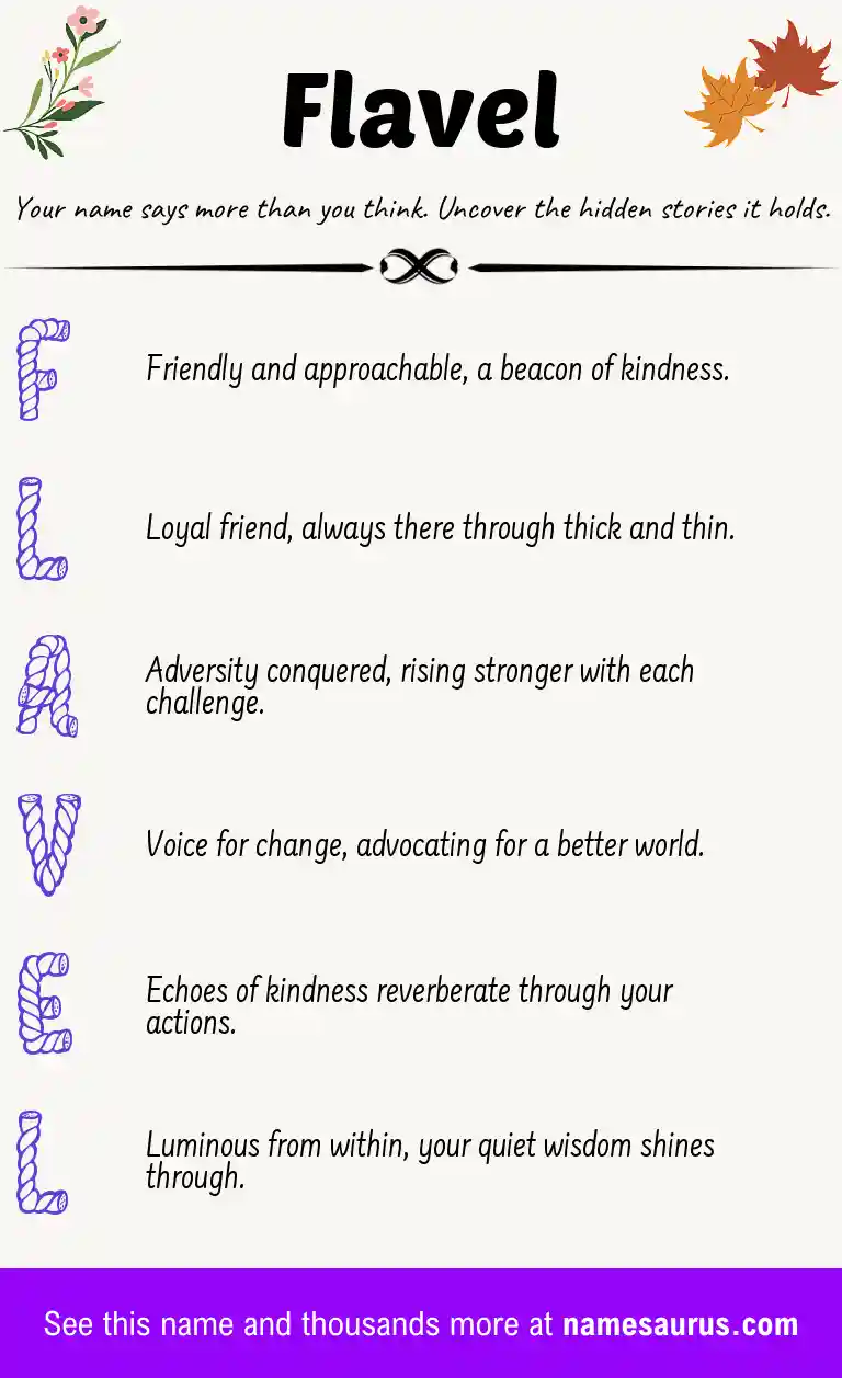 Acrostic poem about Flavel.