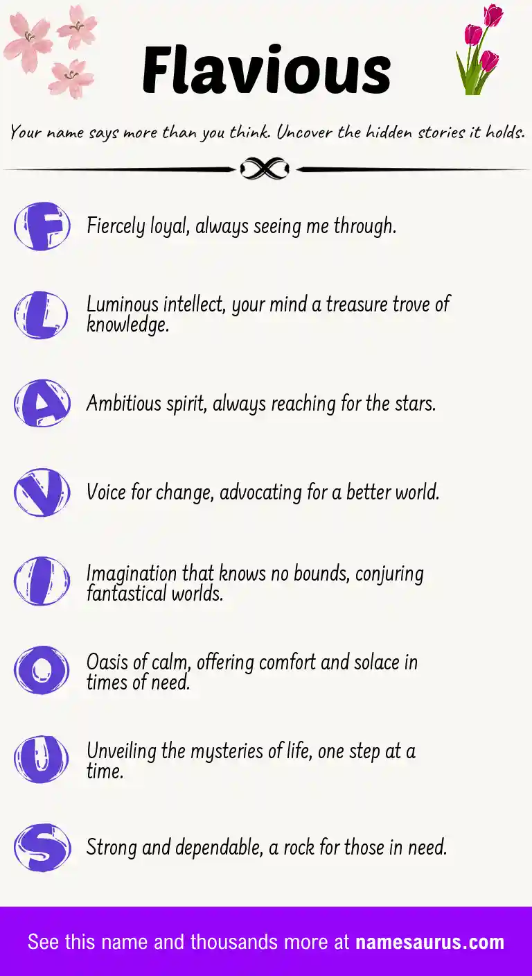 Acrostic poem about Flavious.