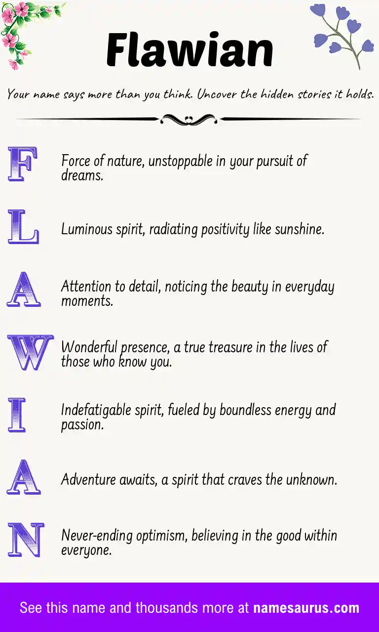 Acrostic poem about Flawian.
