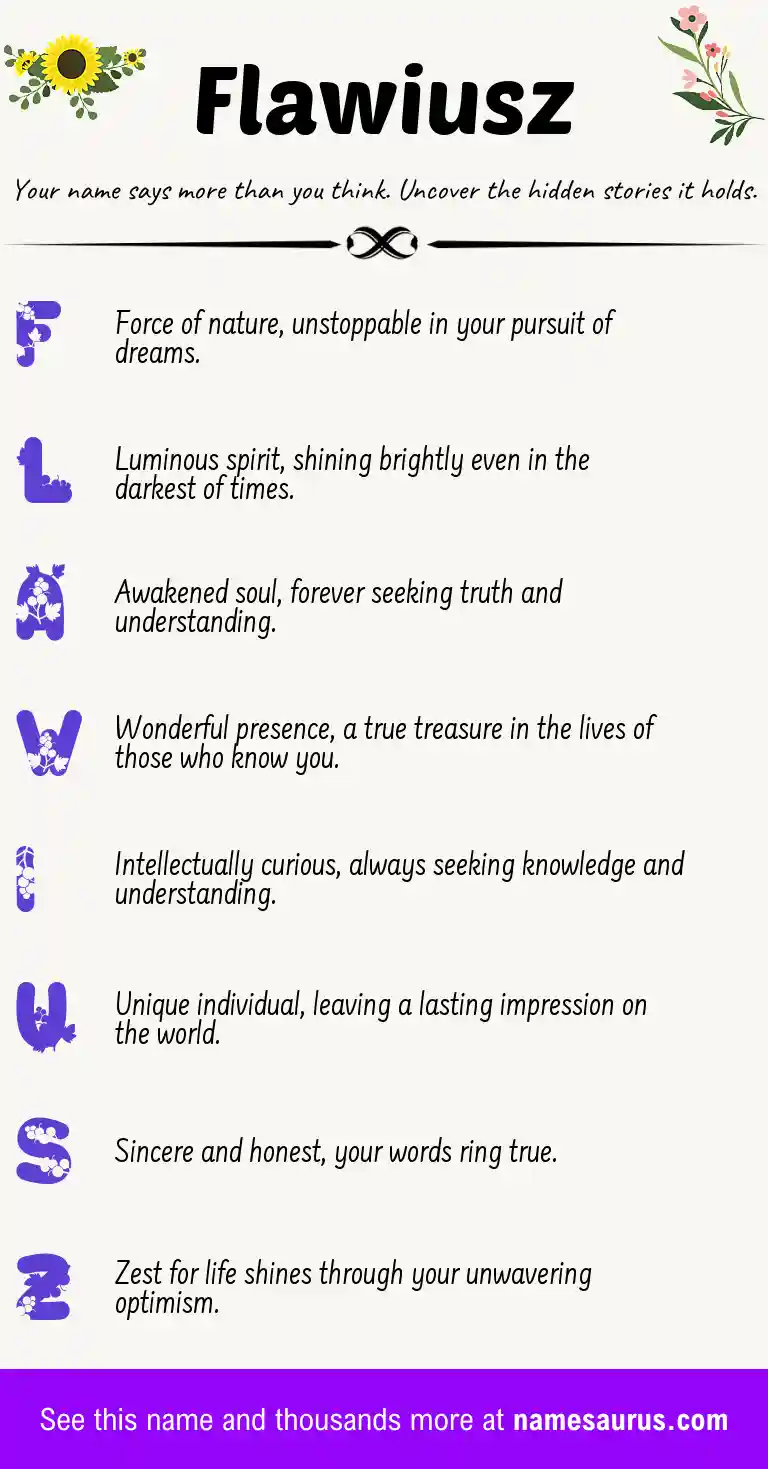 Acrostic poem about Flawiusz.