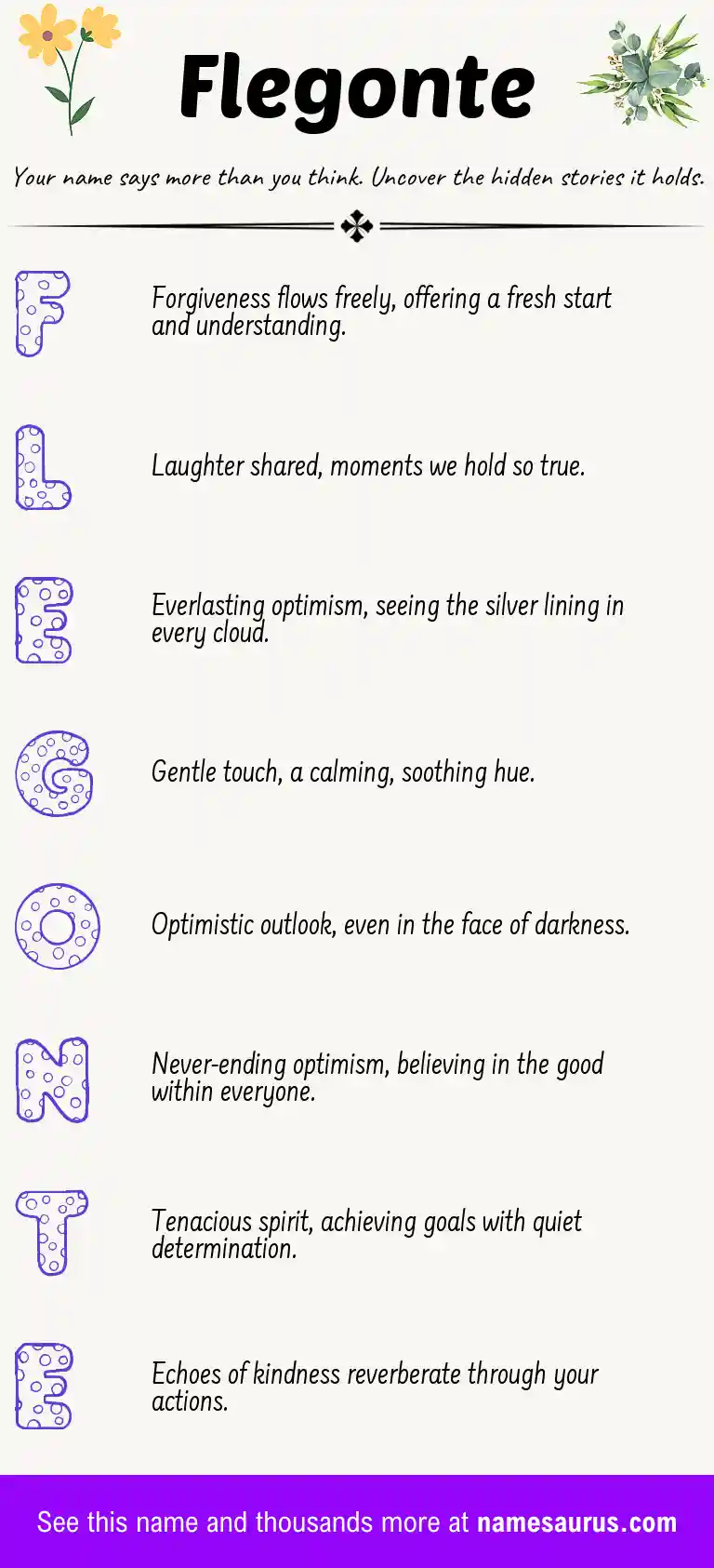Acrostic poem about Flegonte.