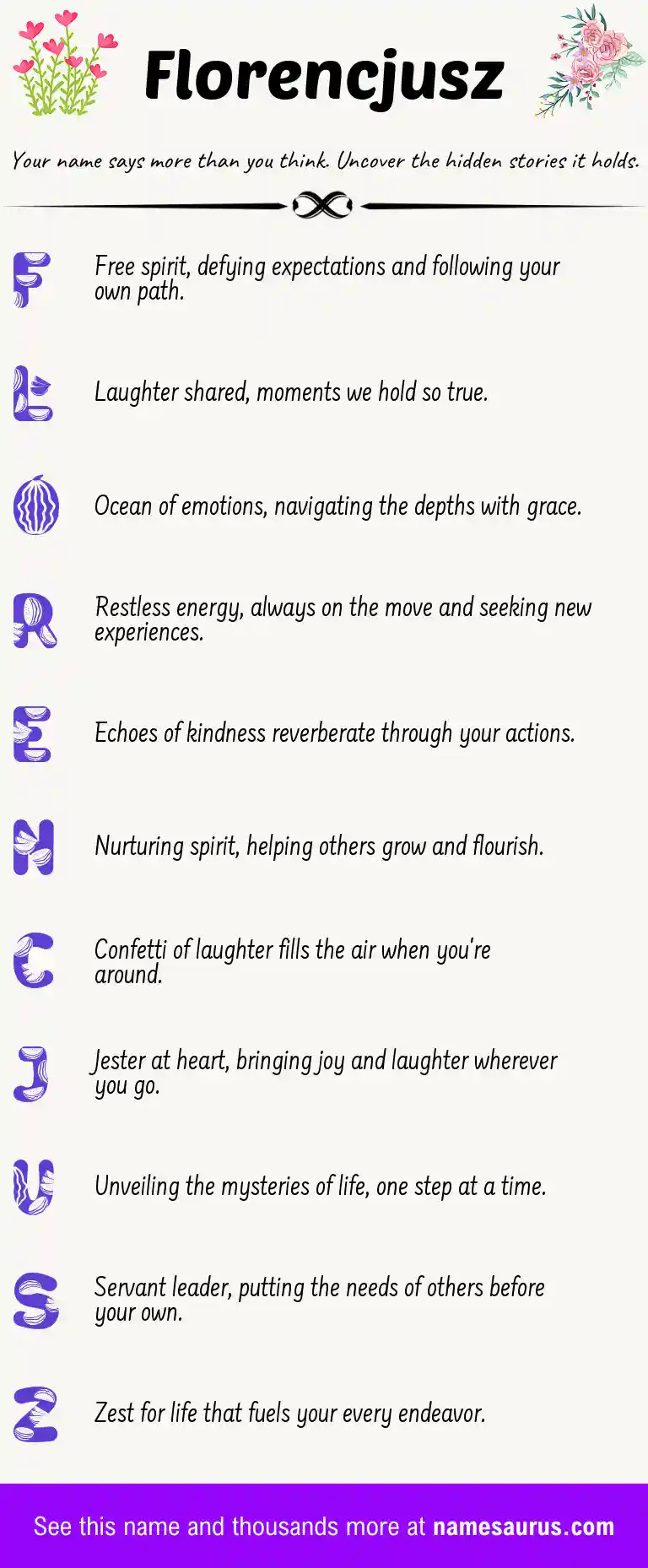 Acrostic poem about Florencjusz.
