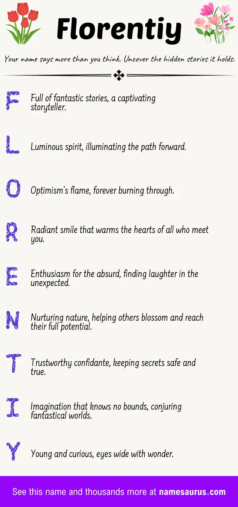 Acrostic poem about Florentiy.
