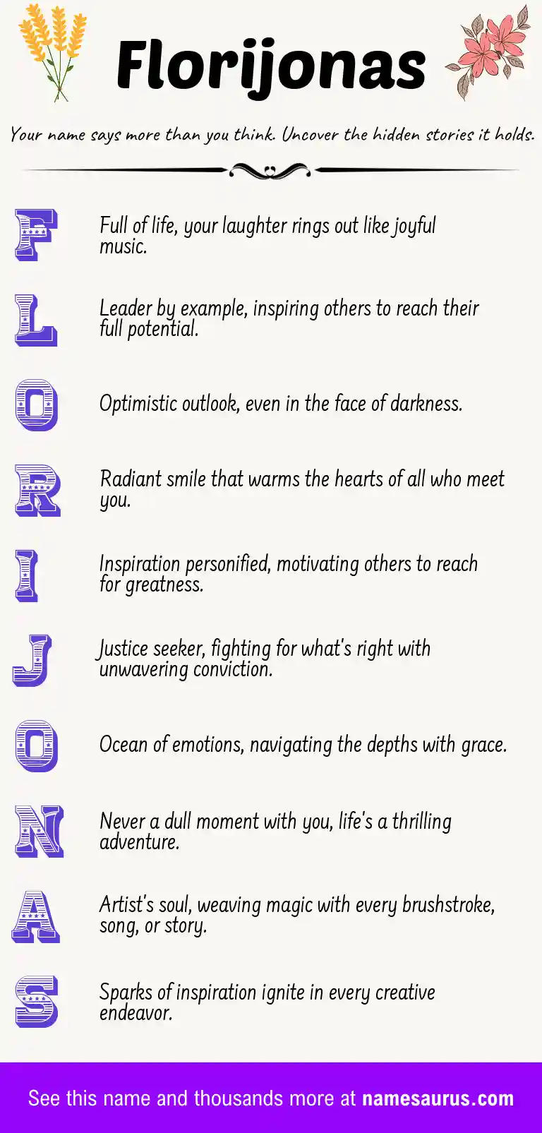 Acrostic poem about Florijonas.
