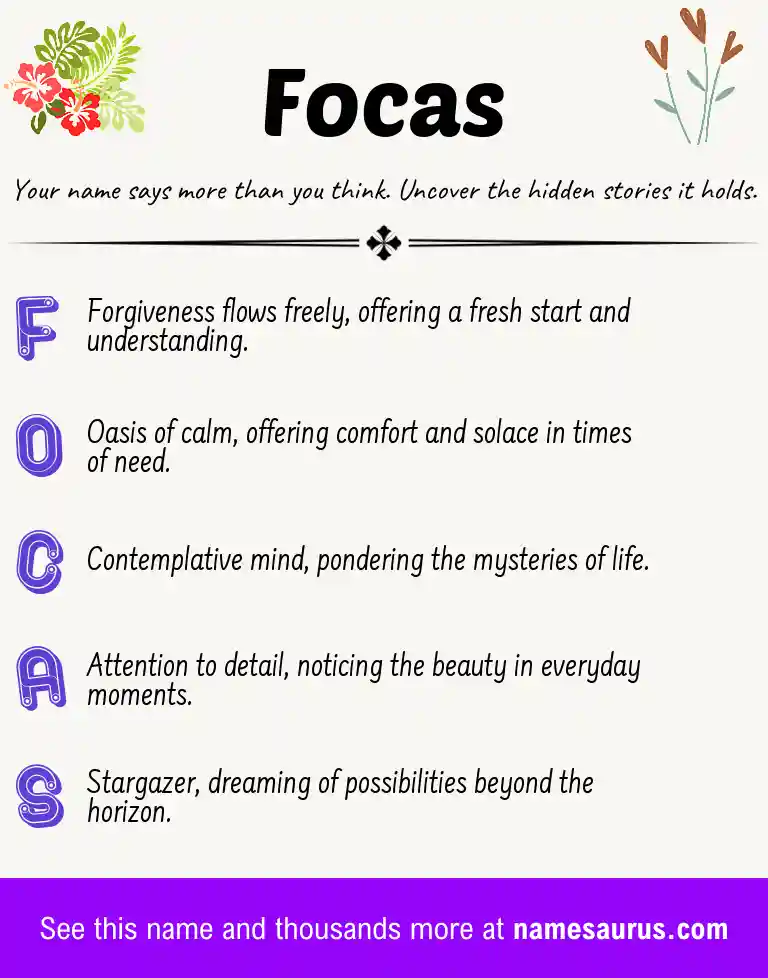 Acrostic poem about Focas.