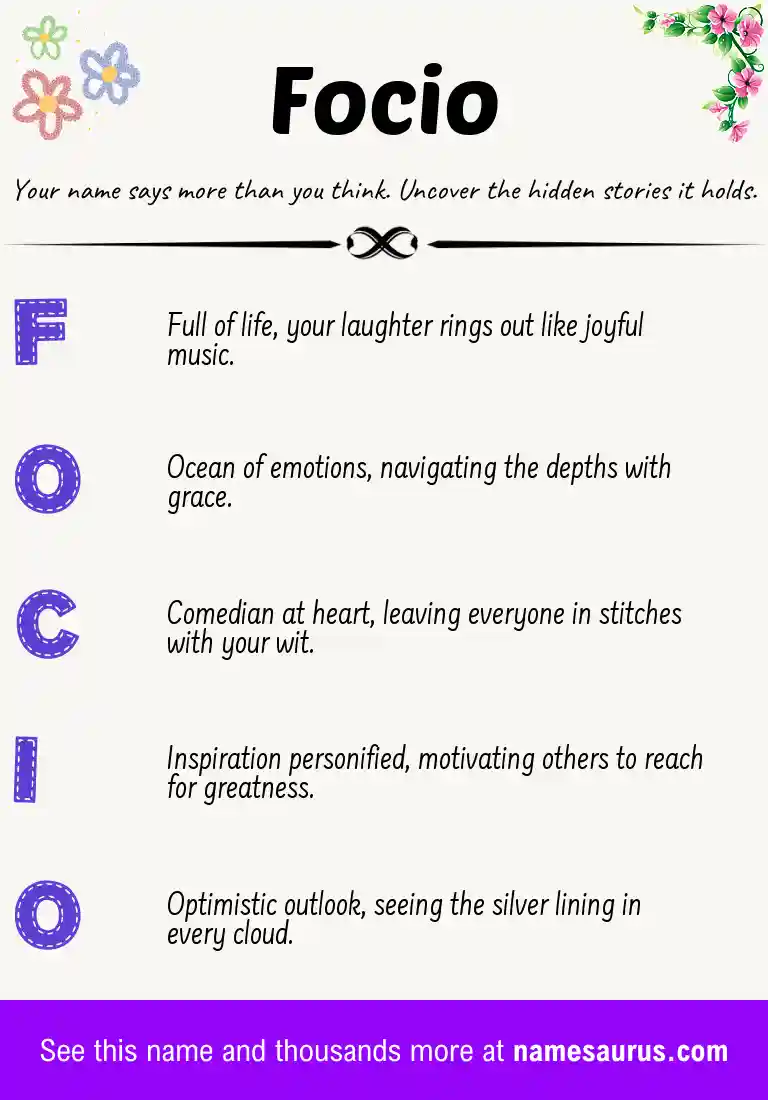 Acrostic poem about Focio.