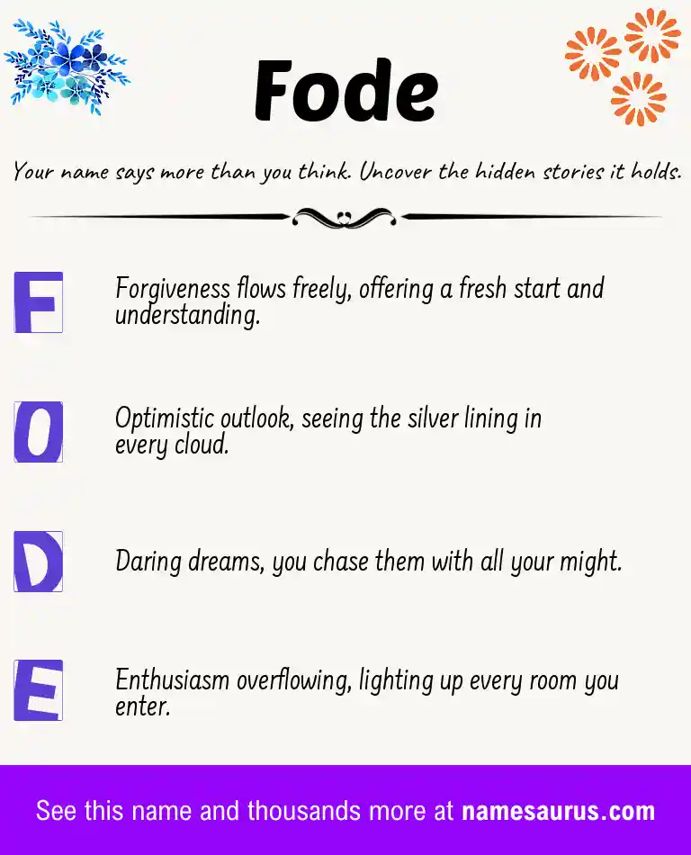 Acrostic poem about Fode.