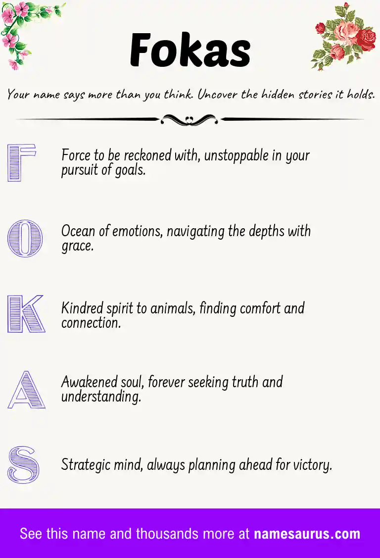 Acrostic poem about Fokas.
