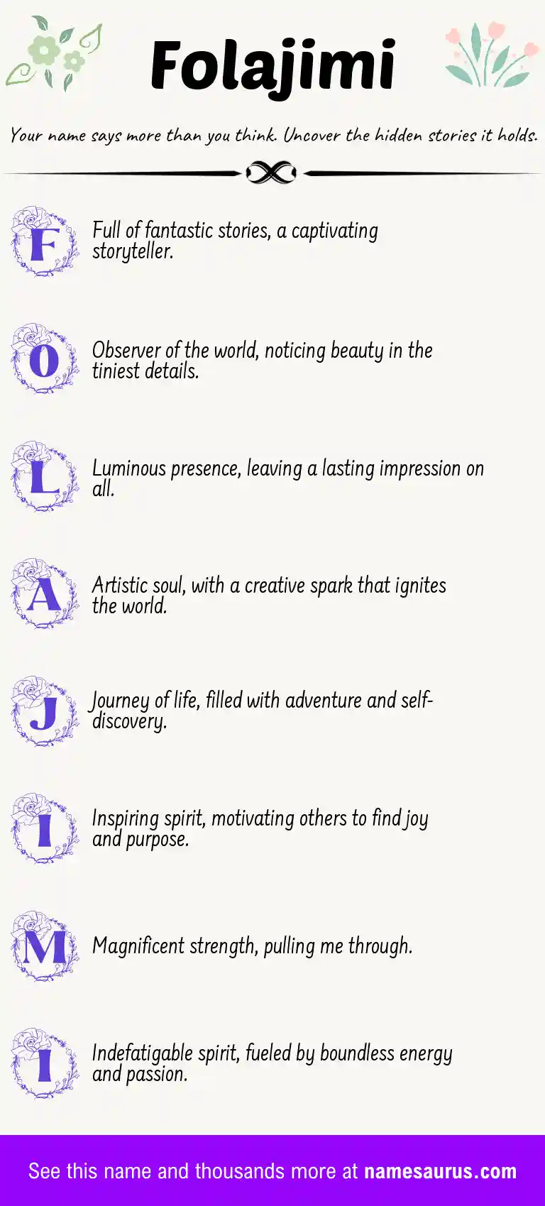 Acrostic poem about Folajimi.