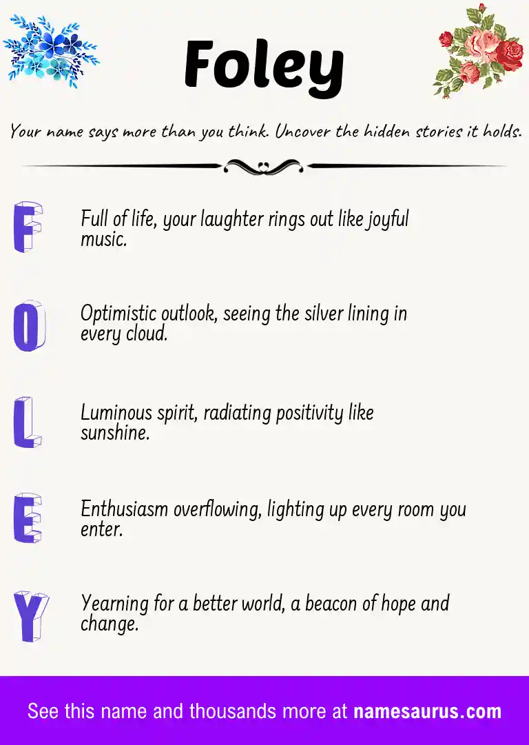 Acrostic poem about Foley.