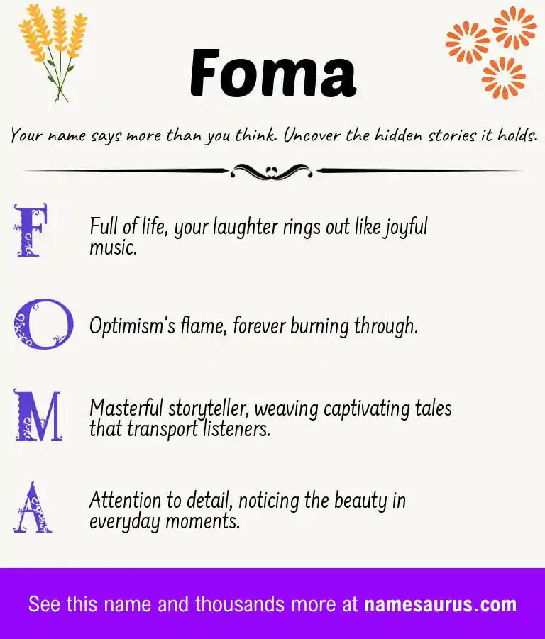 Acrostic poem about Foma.