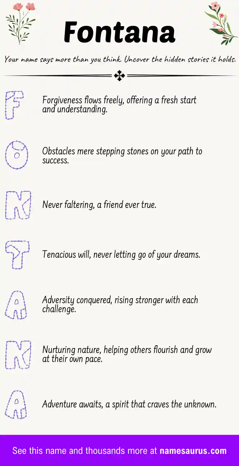 Acrostic poem about Fontana.