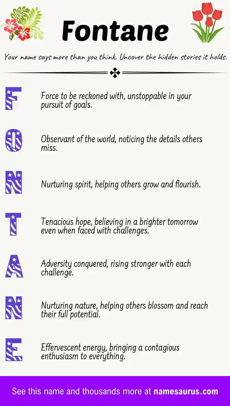 Acrostic poem about Fontane.