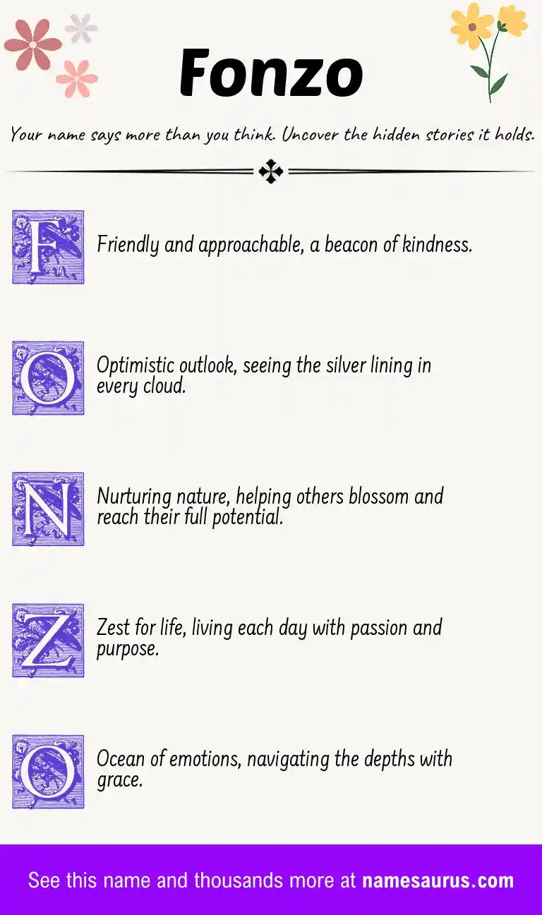 Acrostic poem about Fonzo.