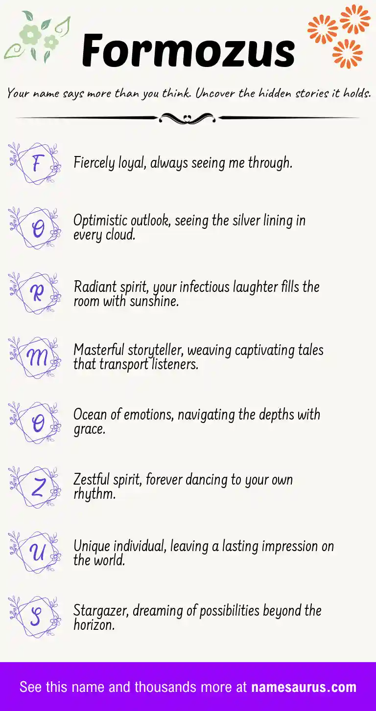 Acrostic poem about Formozus.