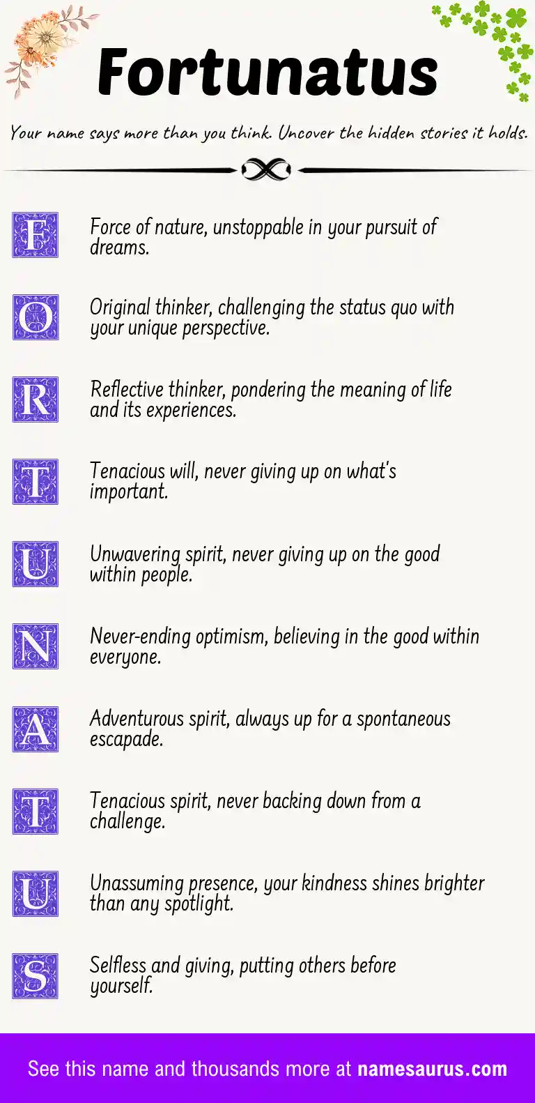 Acrostic poem about Fortunatus.