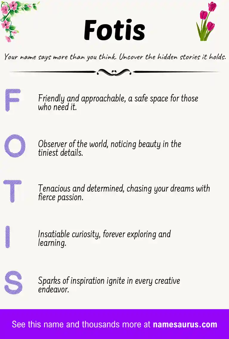 Acrostic poem about Fotis.