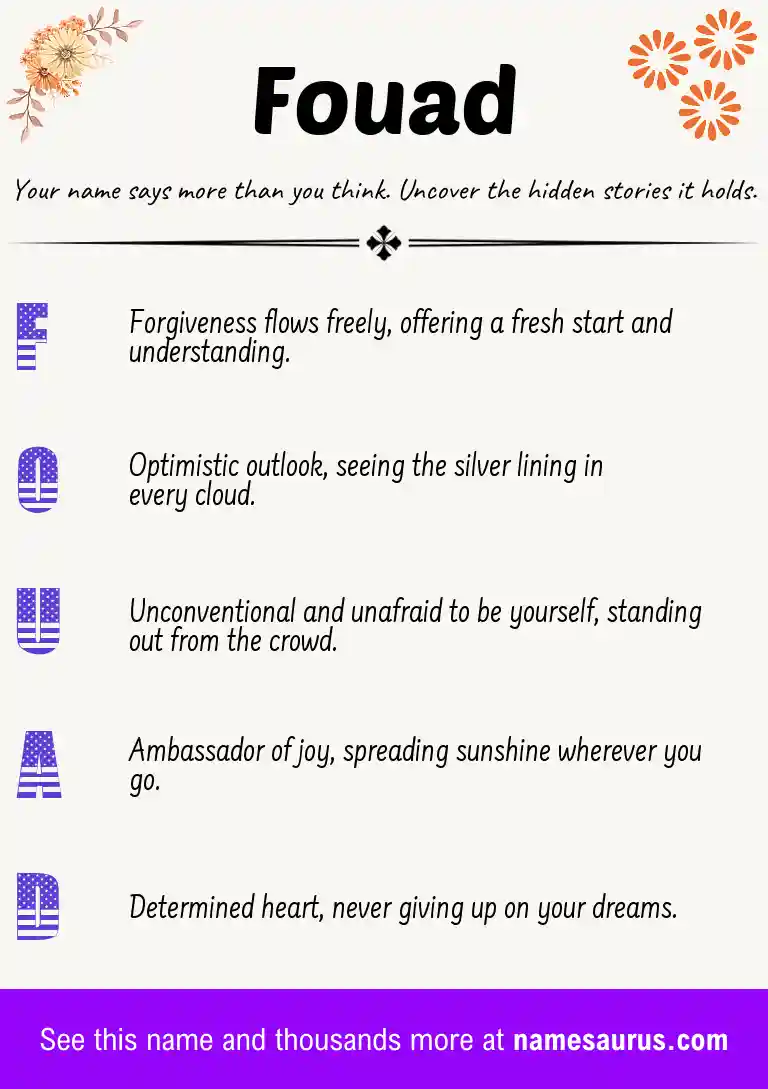 Acrostic poem about Fouad.
