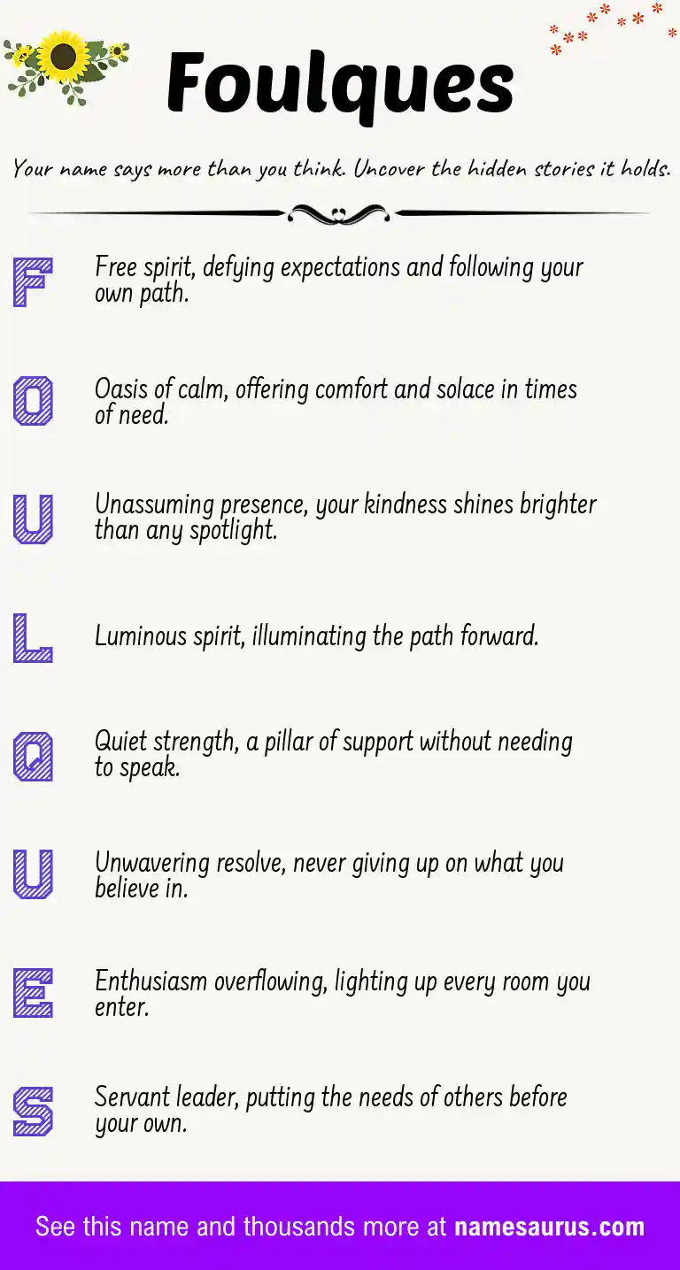Acrostic poem about Foulques.