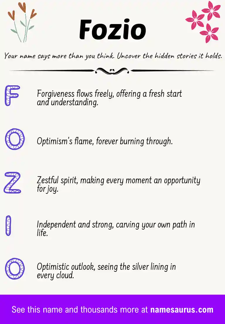 Acrostic poem about Fozio.