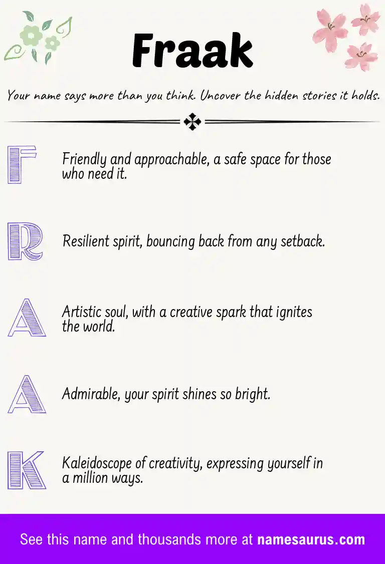 Acrostic poem about Fraak.