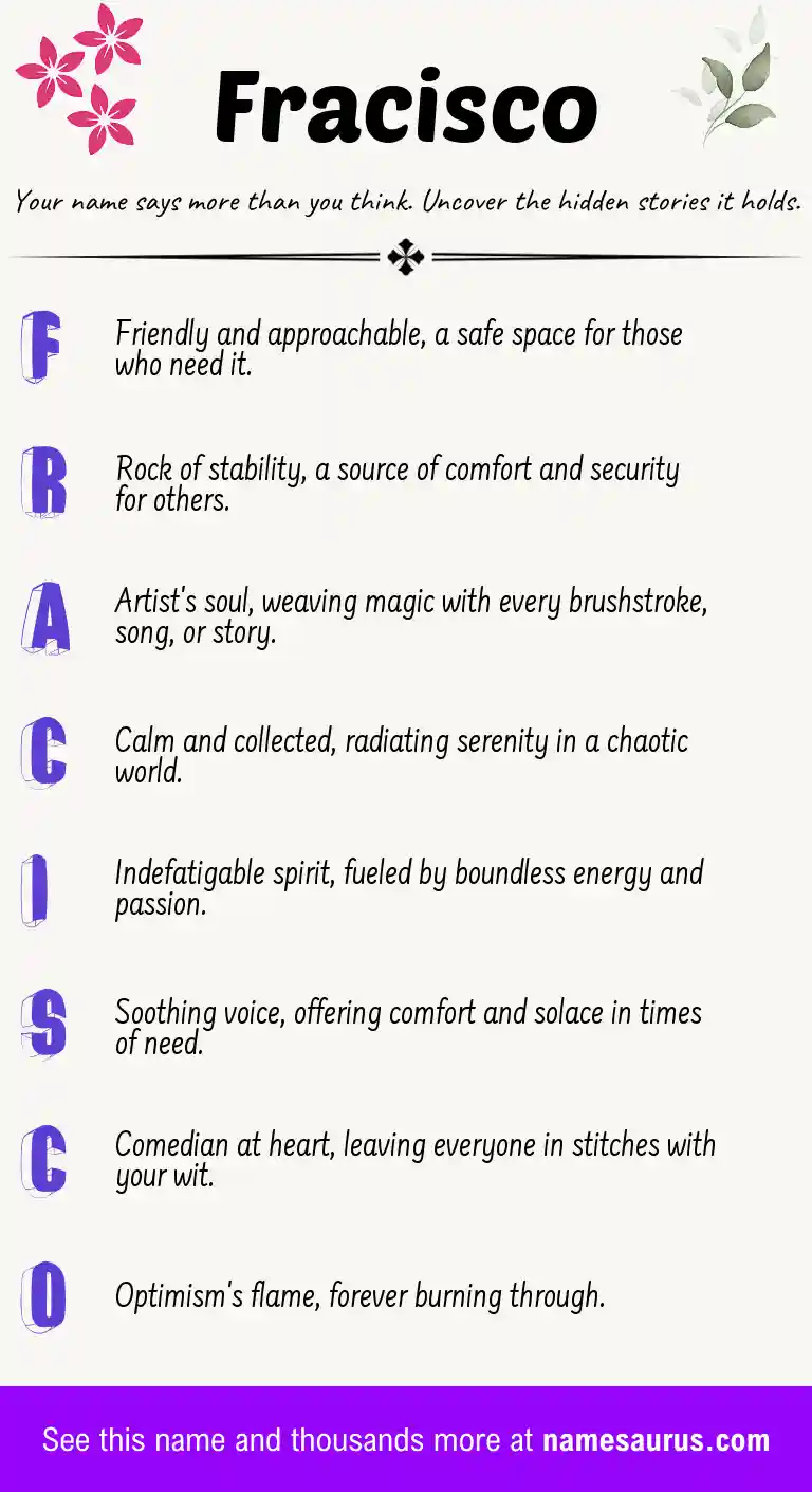 Acrostic poem about Fracisco.