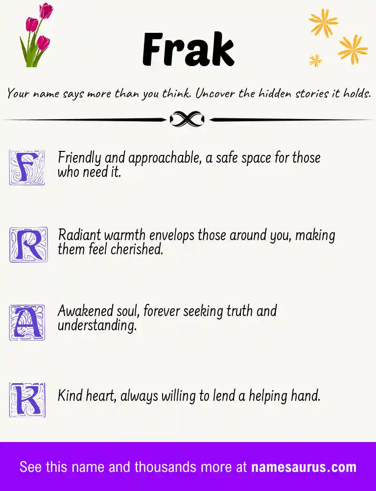 Acrostic poem about Frak.