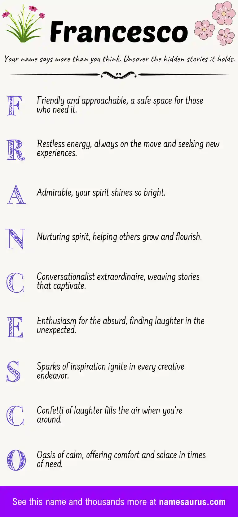 Acrostic poem about Francesco.
