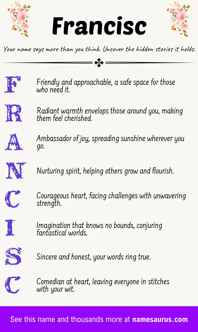 Acrostic poem about Francisc.