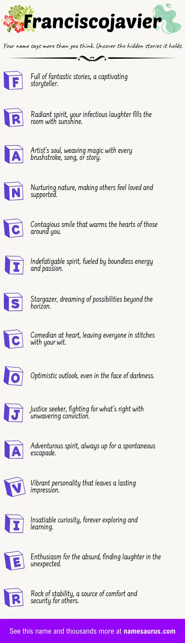 Acrostic poem about Franciscojavier.