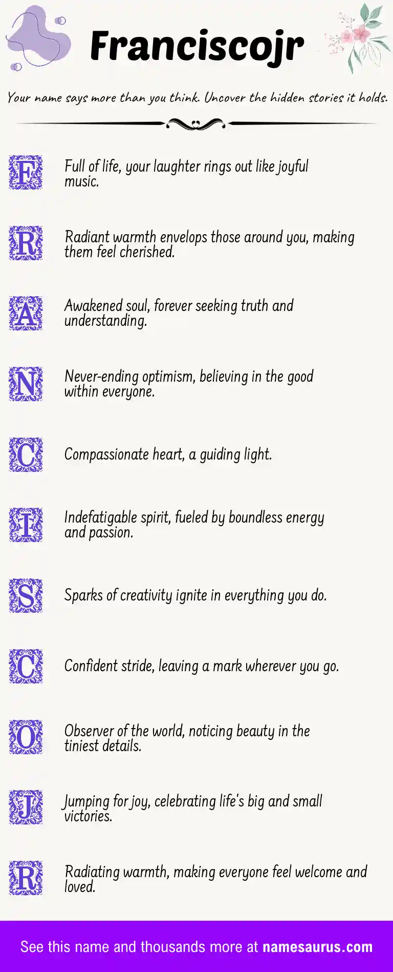 Acrostic poem about Franciscojr.