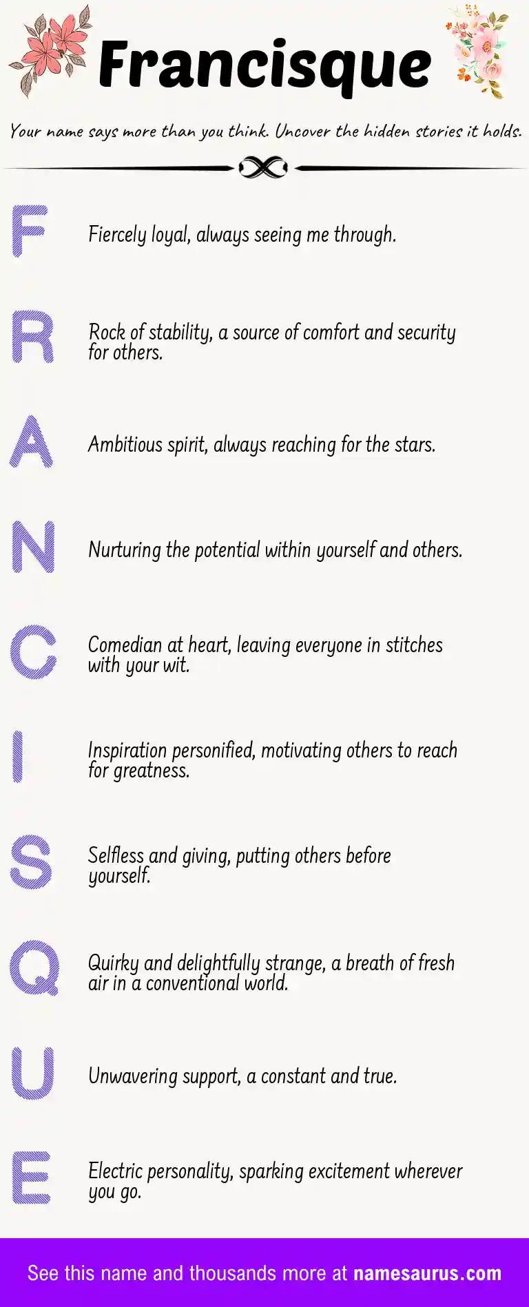 Acrostic poem about Francisque.
