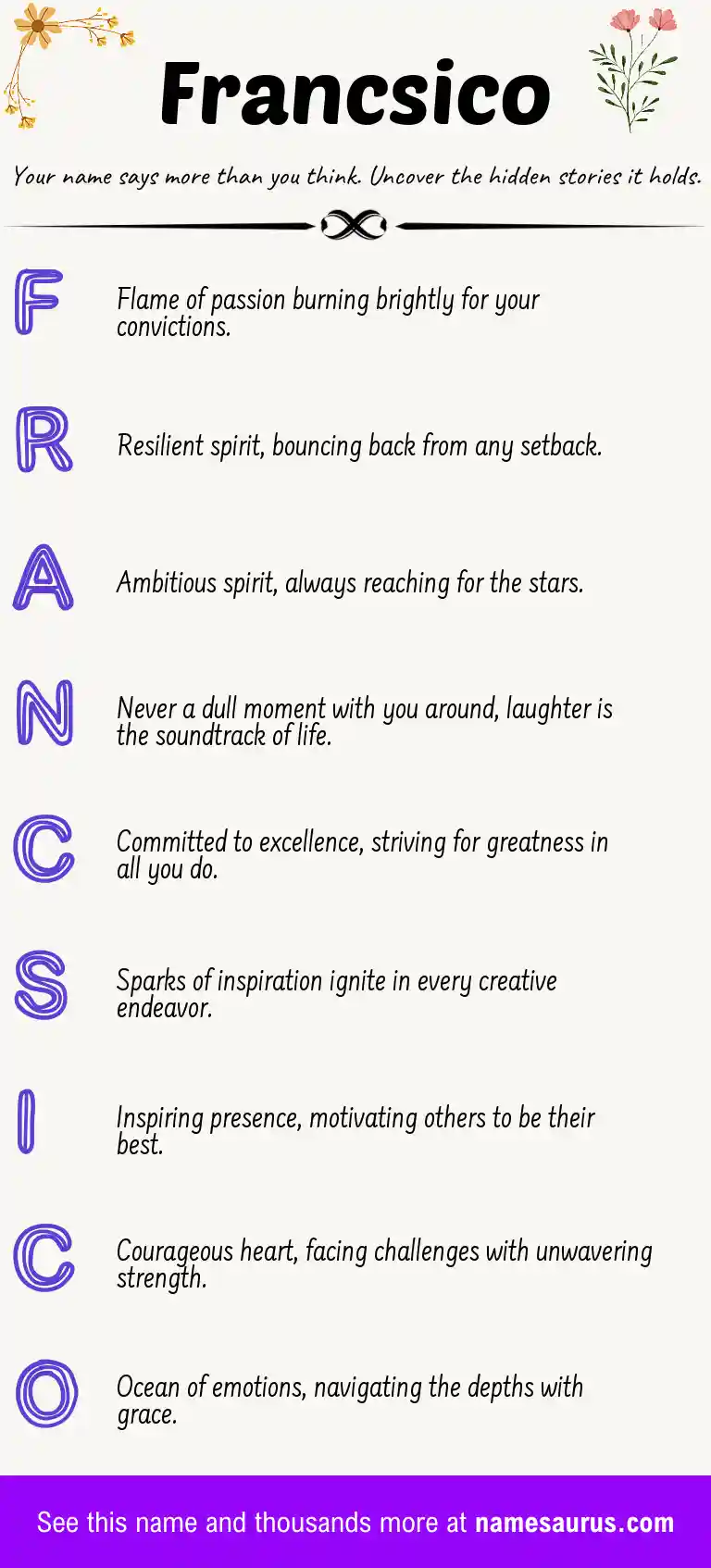 Acrostic poem about Francsico.
