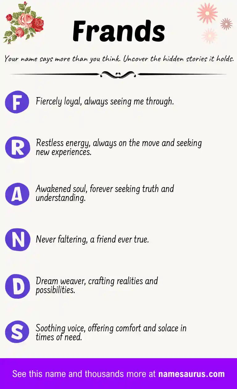 Acrostic poem about Frands.