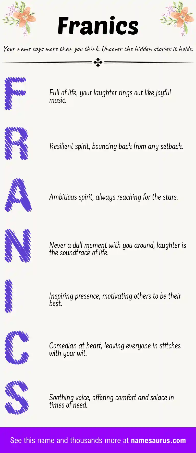 Acrostic poem about Franics.