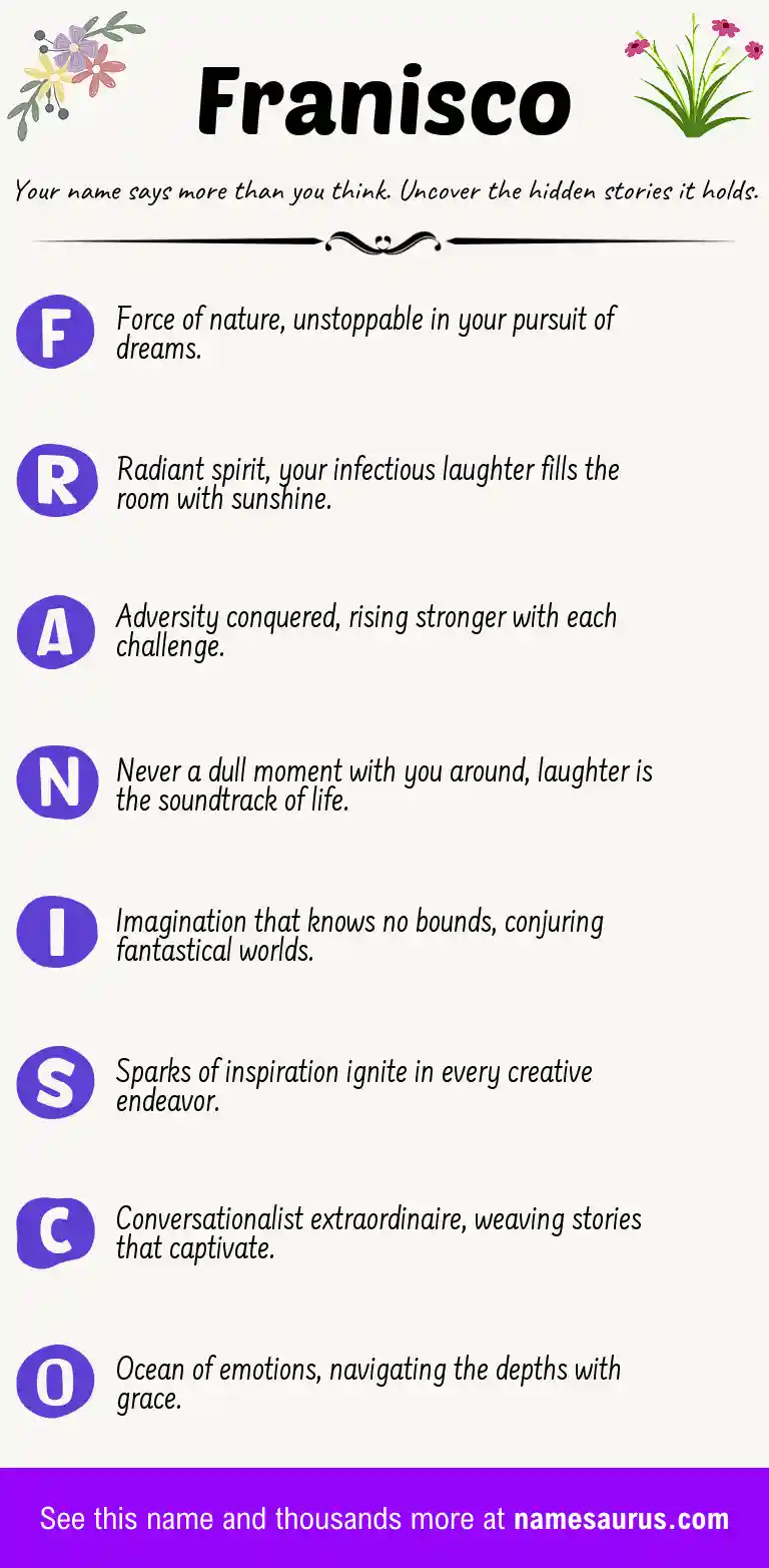 Acrostic poem about Franisco.