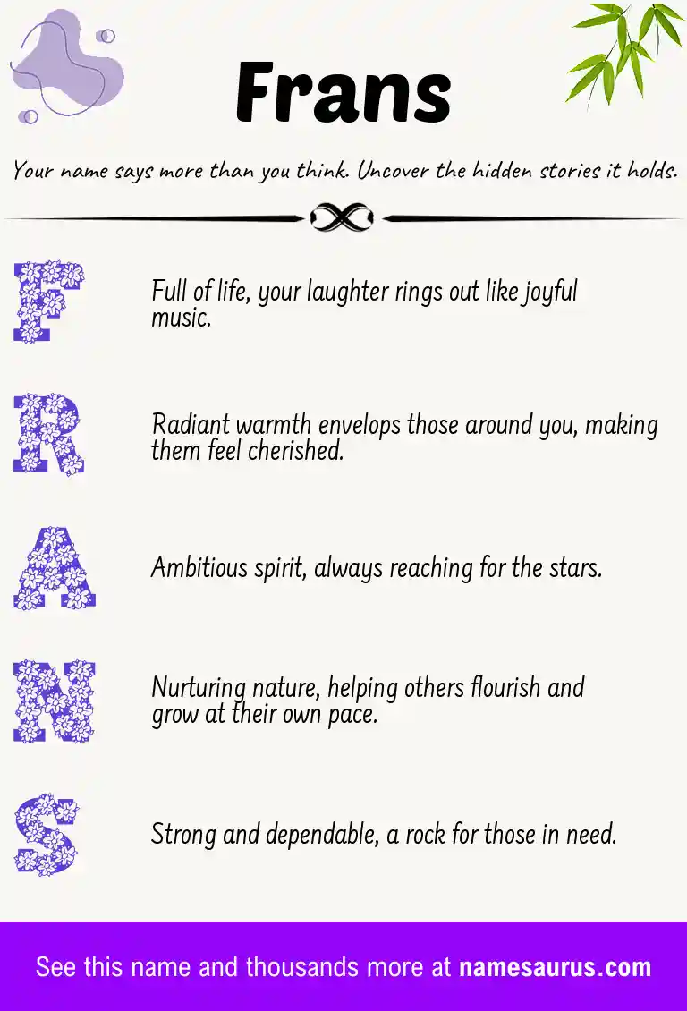 Acrostic poem about Frans.