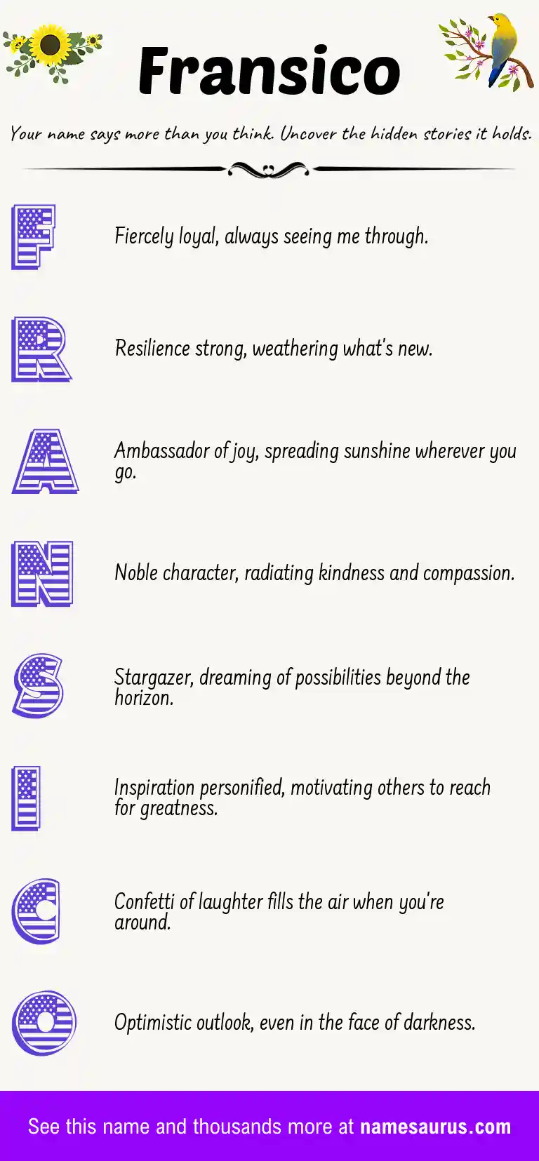 Acrostic poem about Fransico.