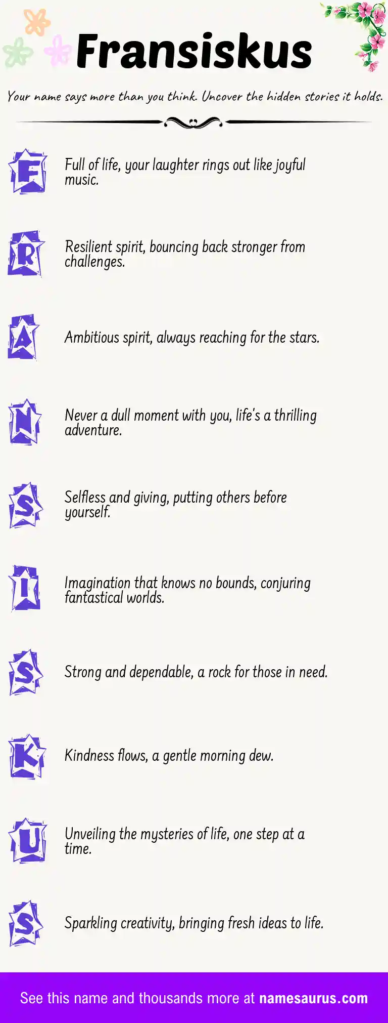 Acrostic poem about Fransiskus.