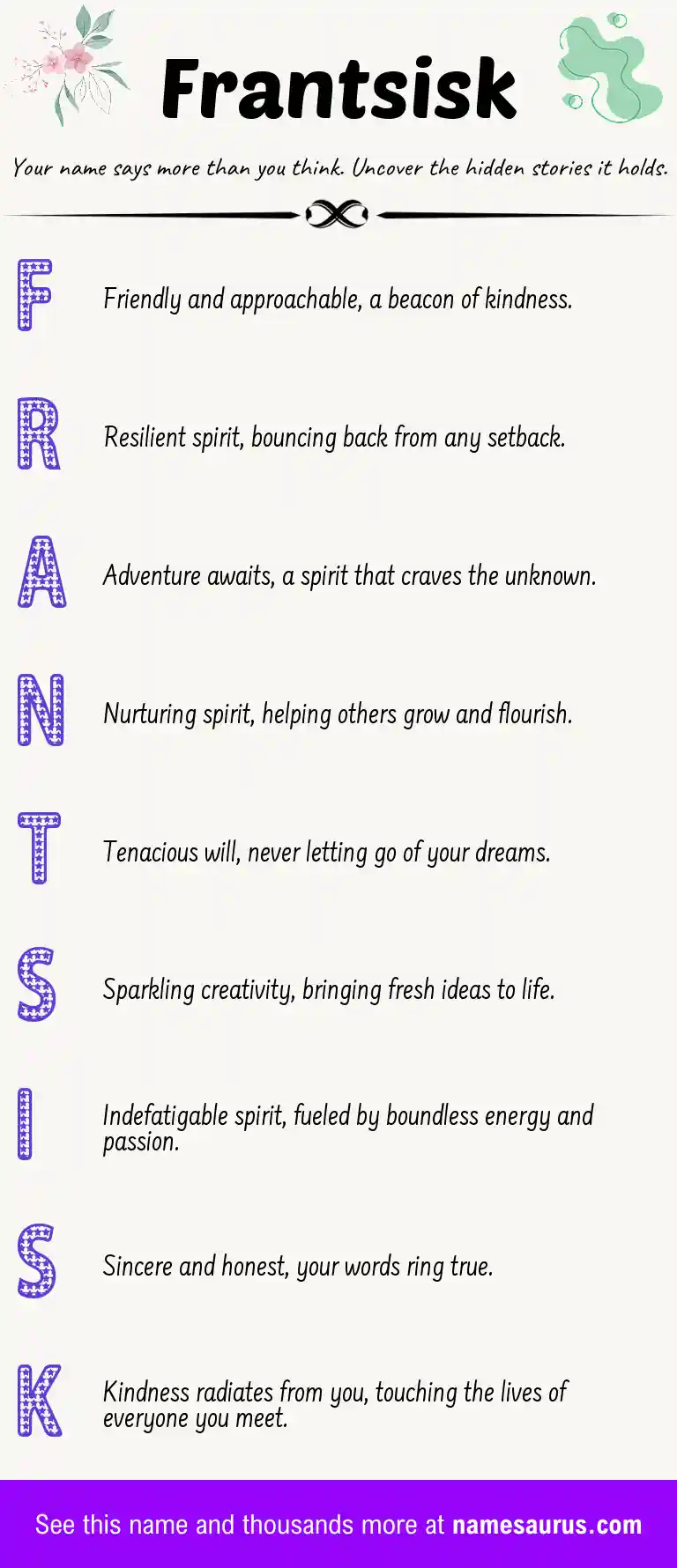 Acrostic poem about Frantsisk.