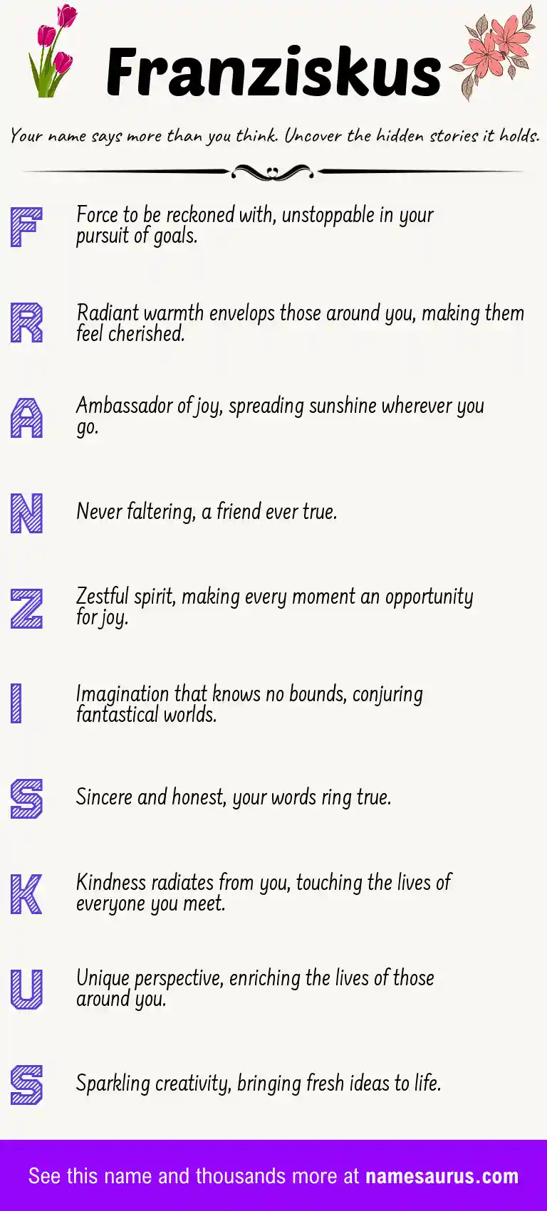 Acrostic poem about Franziskus.