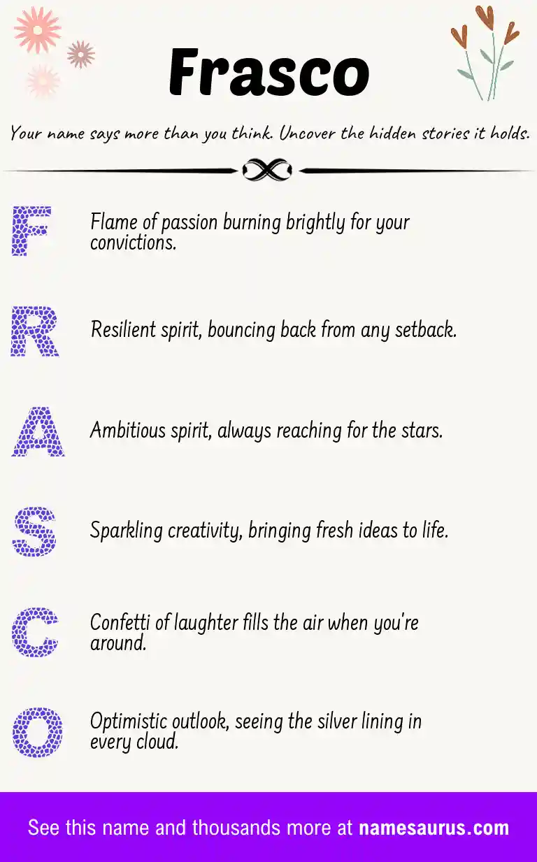 Acrostic poem about Frasco.