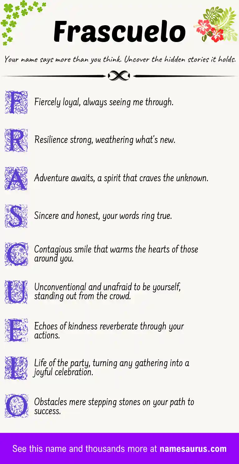 Acrostic poem about Frascuelo.