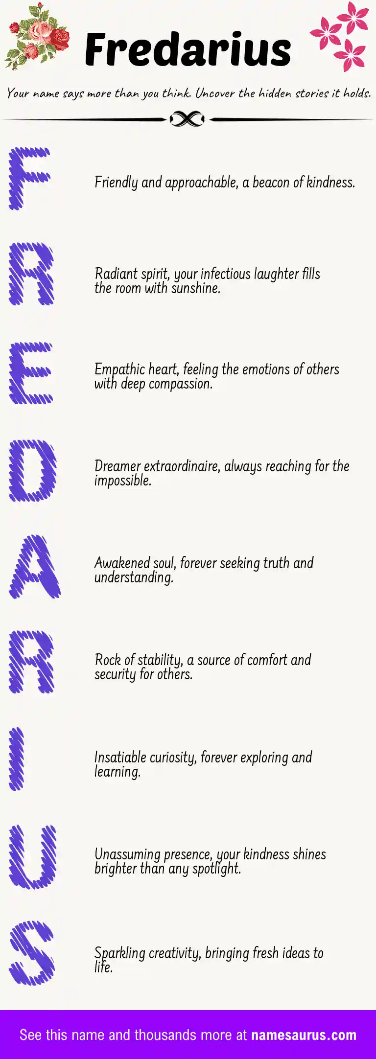 Acrostic poem about Fredarius.