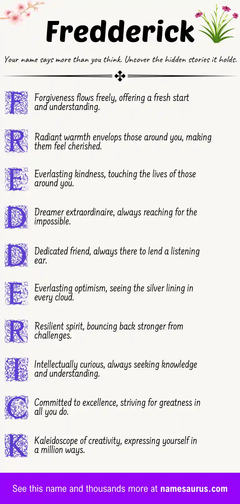 Acrostic poem about Fredderick.
